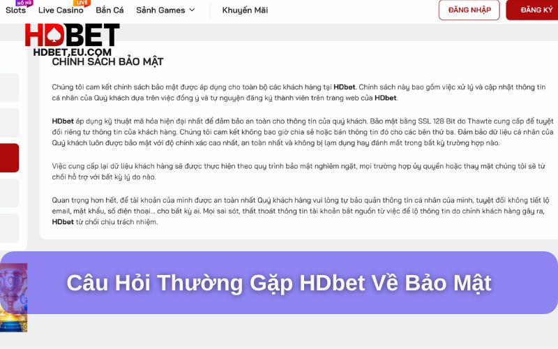 Câu hỏi thường gặp về bảo mật HDbet Câu hỏi thường gặp về bảo mật HDbet