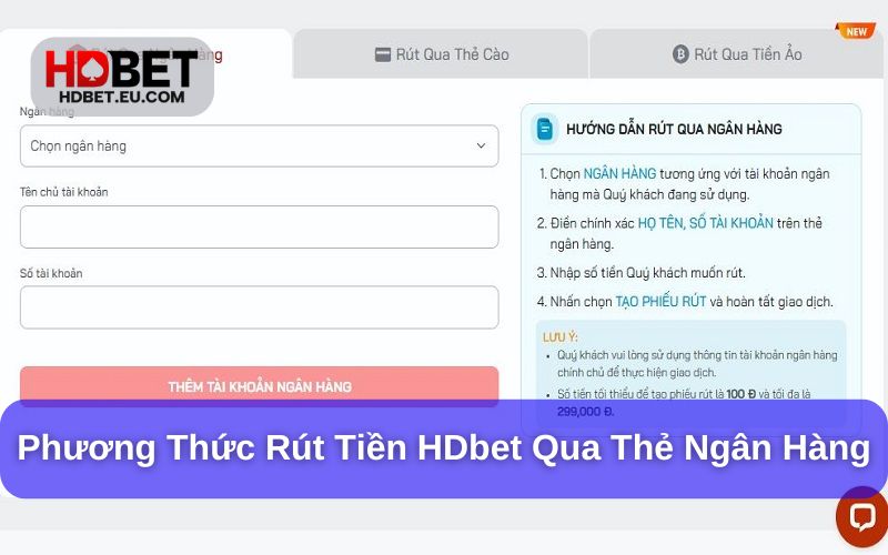 Rút tiền HDbet qua ngân hàng nhanh chóng và tiện lợi Rút tiền HDbet qua ngân hàng nhanh chóng và tiện lợi